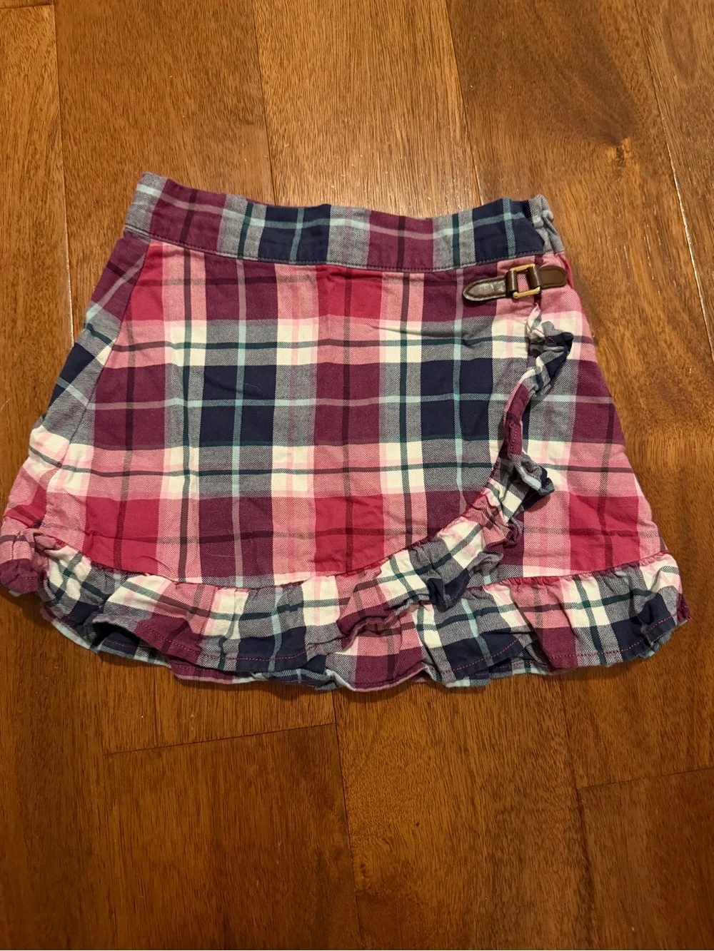 Janie & Jack Pink & Navy Plaid Ruffle Skirt